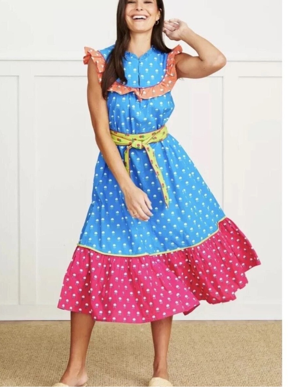 NWT Pintfresh tiered midi dress in multi colors